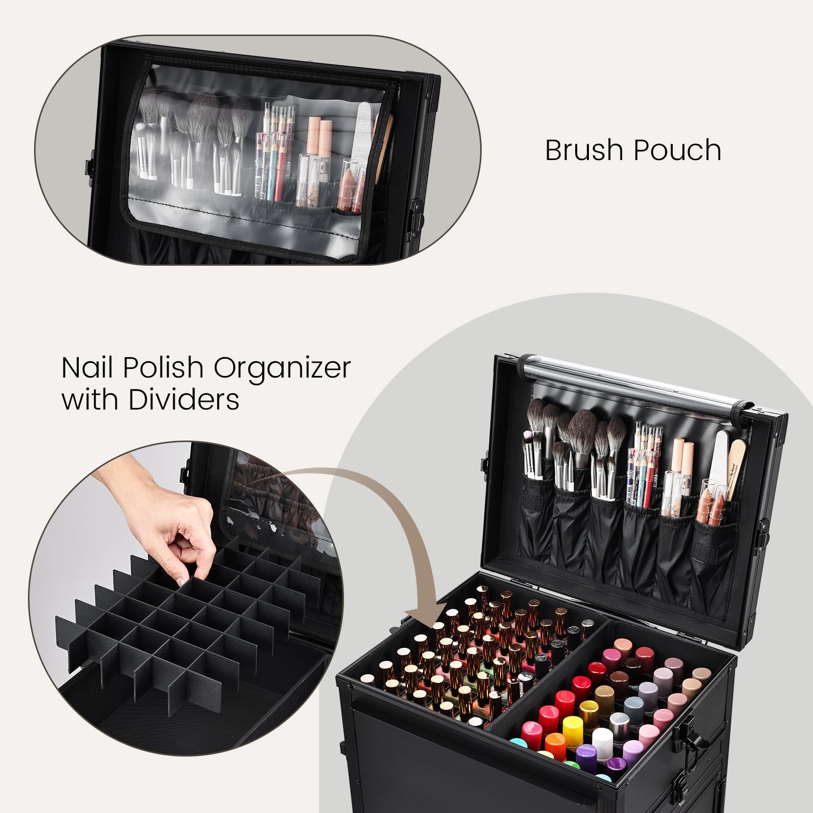 Amazon.com : Joligrace Rolling Manicure Table 5 Drawers Makeup